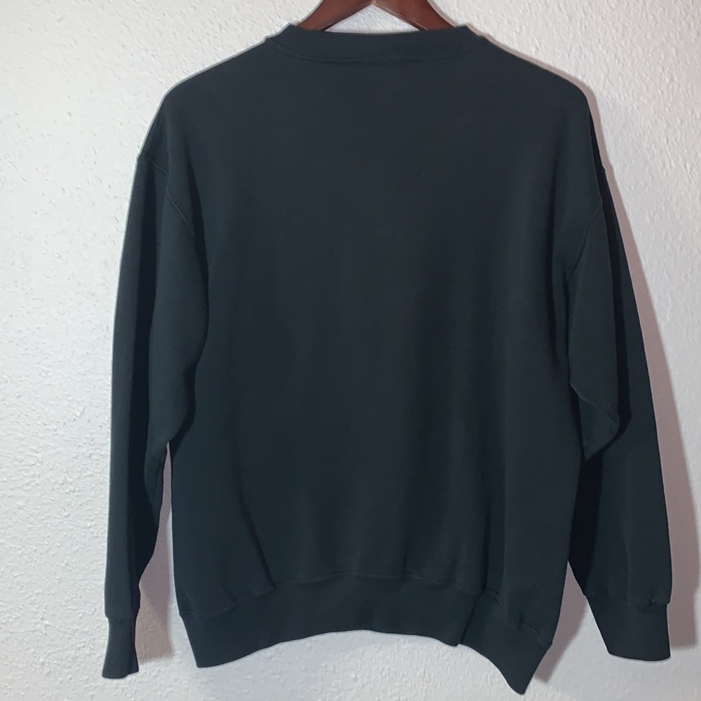 VINTAGE 89’s Save the Rainforest Red macaw tropical black sweatshirt Sz L cozy - Picture 15 of 17